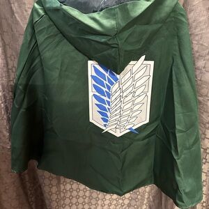 Attack on Titan Green Hooded Cape with Blue and White Emblem Size M